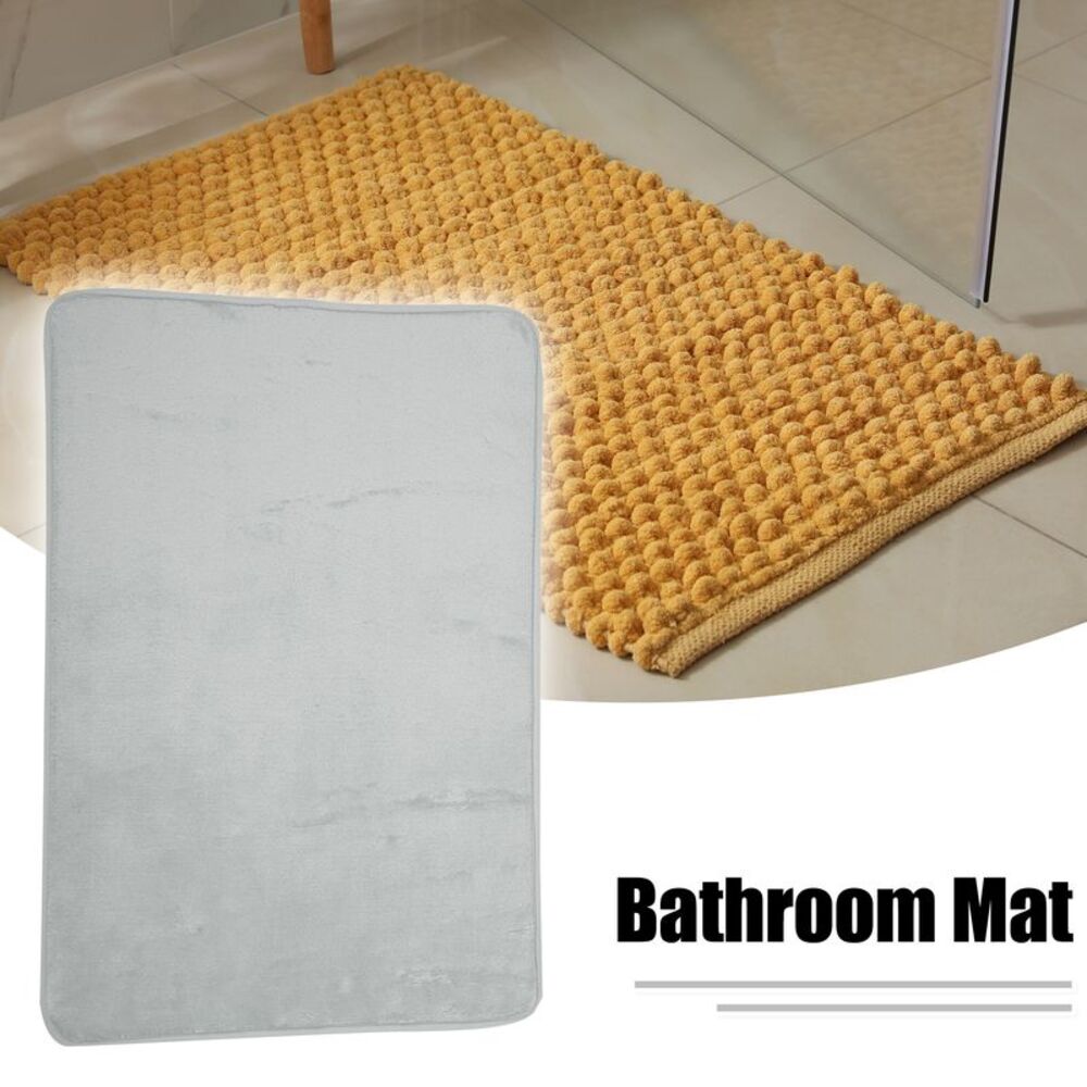 Solid Color Pattern Bathroom Rugs, Polyester Bath Mat Gray - Picture 2 of 6